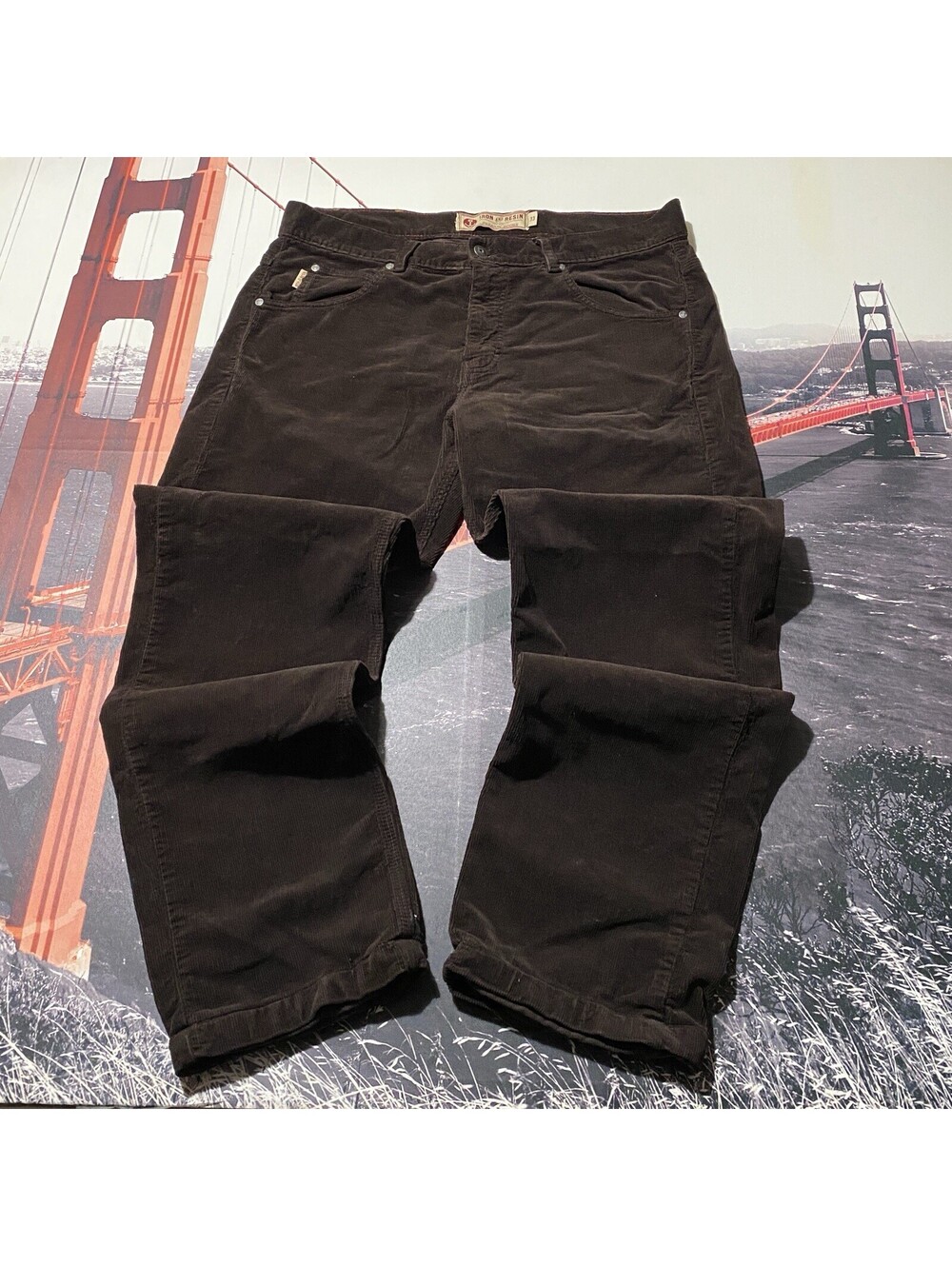 Iron & Resin Saguaro Corduroy Pants Mens Sz 33 Fits 36x30 Brown Freedom Riders